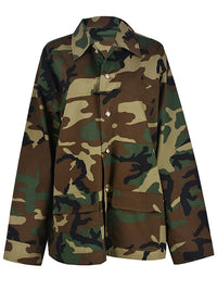 DEAT Fashion Women Jackets Turn-down Collar Loose Single Breasted Long Sleeve Camouflage Outdoors Coat Spring 2023 New 17A5771