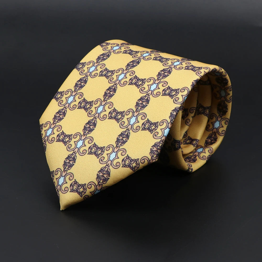 Vintage Men's Tie Geometry Paisley Khaki Blue Necktie Soft Chic Bohemian Print 9cm Ties For Men Wedding Business Daily Accessory