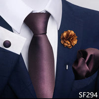 Hot Sale Luxury 8 cm Blue Floral Ties Pocket Square Cufflinks Brooch Set For Man Suit Accessories Holiday Gift Fit Formal Party