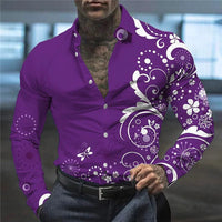 Men's suit lapel shirt creative pattern fashion casual soft comfortable breathable material 2023 spring and summer new hot sale