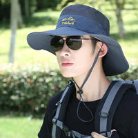 UPF 50+ Wide Brim Sun Hat Fishing Hat Men Women Breathable Hiking Cap UV Protection Foldable Adjustable Strap Cotton Linen