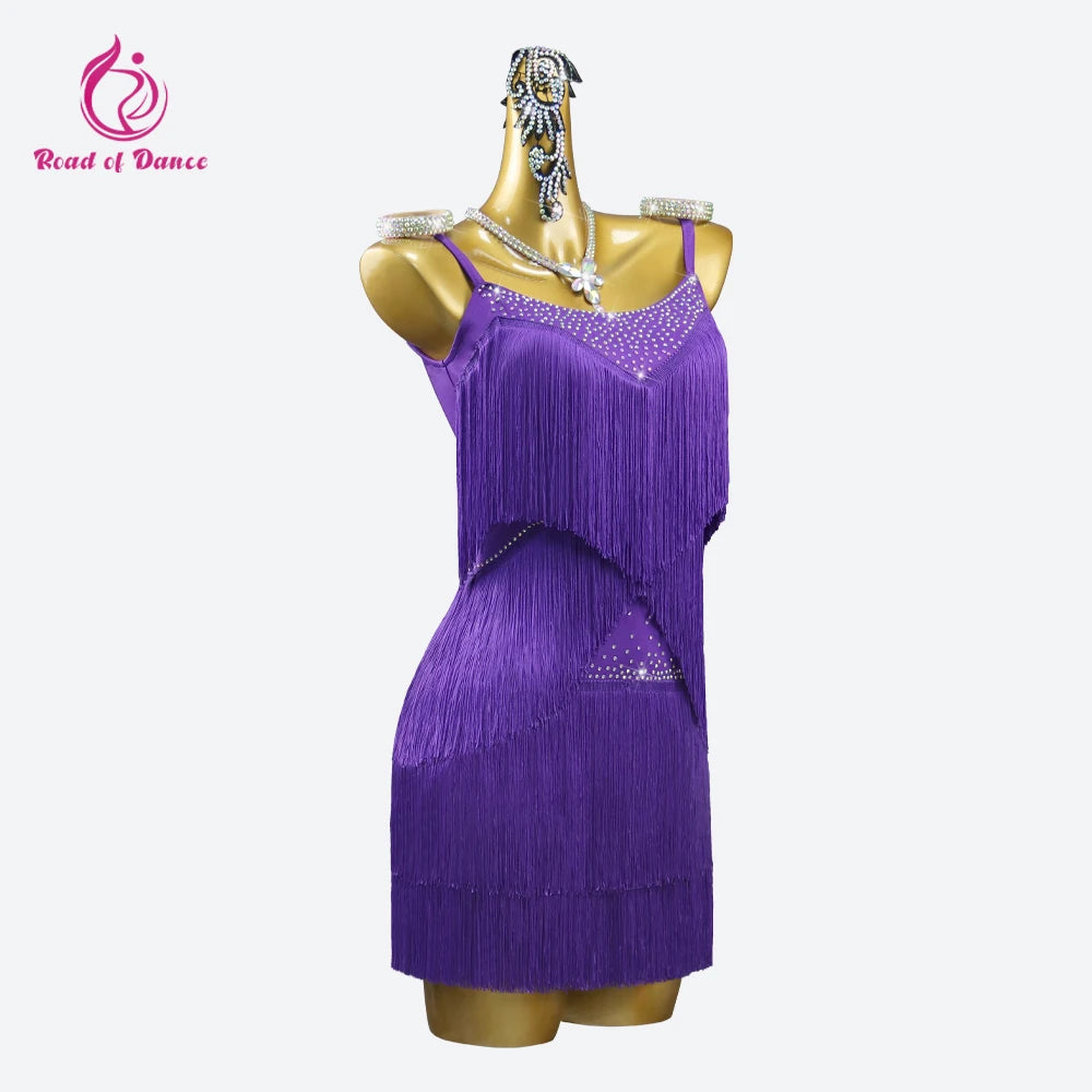 2025 Dress For Dance Parties Dancewear Women's Latin Dance Suit Sexy Clothing Kids Fringed Skirt Practice Ballroom Costume Stage
