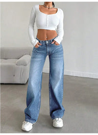 Elastic denim jeans 2025 new fashion low waist loose and trendy women's jeans