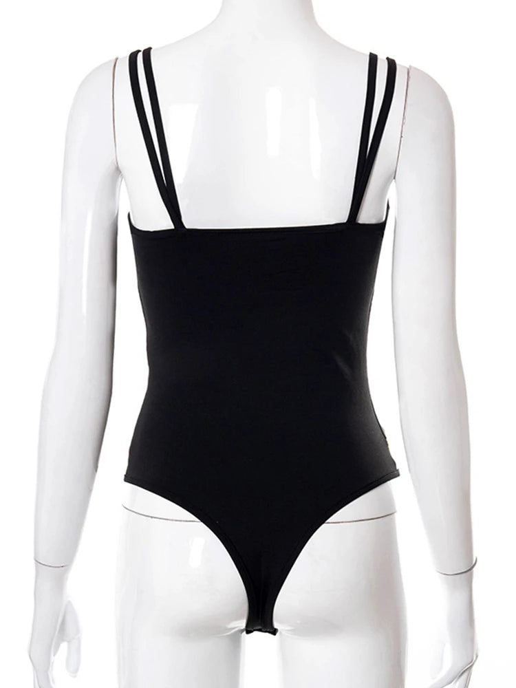 Solid Romper Mesh See Through Long Sleeve Patchwork Bodysuits Women Fashion Sexy Streetwear Jumpsuit Baddie Clothes Female Club