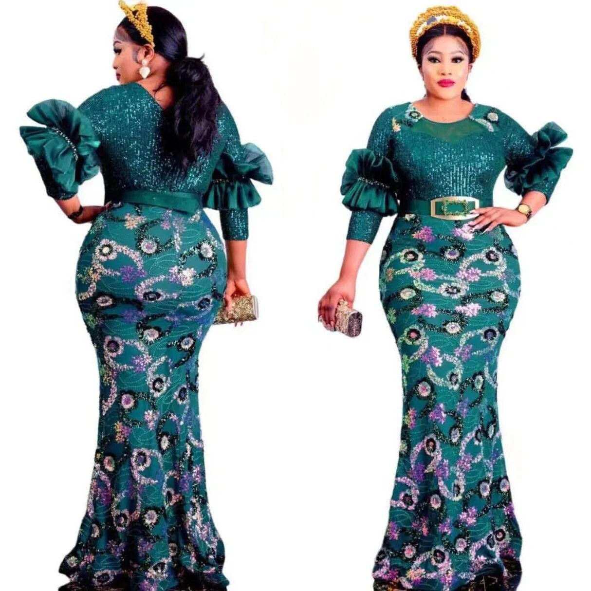 Plus Size African Party Long Dresses for Women 2023 New Dashiki Ankara Sequin Evening Gowns Turkey Outfits Robe Africa Clothing