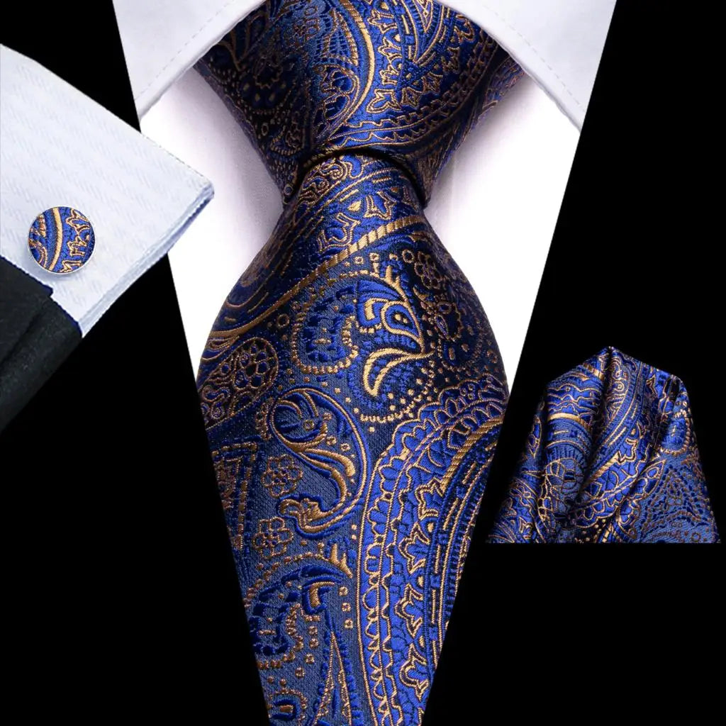 Hi-Tie Blue Business Solid 100% Silk Men's Tie NeckTie 8.5cm Ties for Men Formal Luxury Wedding High Quality Gravata