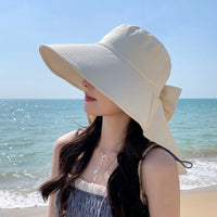 UPF 50+ UV Protection Bow Bucket Hat Portable Sunscreen Outdoor Sun Hat Adjustable Wide Brim Fisherman Cap Summer