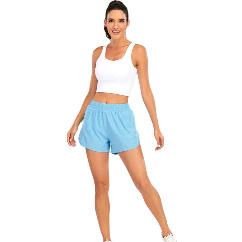 Women Summer New Style Outdoor YOGA Sports Shorts  High Waist With 4In Lined Dark Blue XL-10