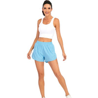 Women Summer New Style Outdoor YOGA Sports Shorts  High Waist With 4In Lined Dark Blue XL-10