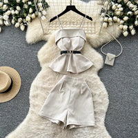 Mini Skirt Set Women Two Piece Sets Polo Collar Shorts Shirt Tops Dress Sets Casual Y2k Streetwear Pleated Shorts 2026 Elegant