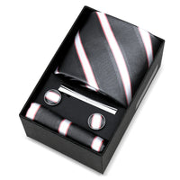 Luxury 8cm Tie For Men Handkerchief Cufflink Tie Clip Set Man Wedding Gravata Suit Accessories Brand Business Necktie Box Gift