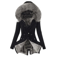 Fashion Women Winter Keep Warm Faux Fur Hooded Coat Casual Long Sleeve Winter Warm Thickening Fur Liner Jacket Outwear