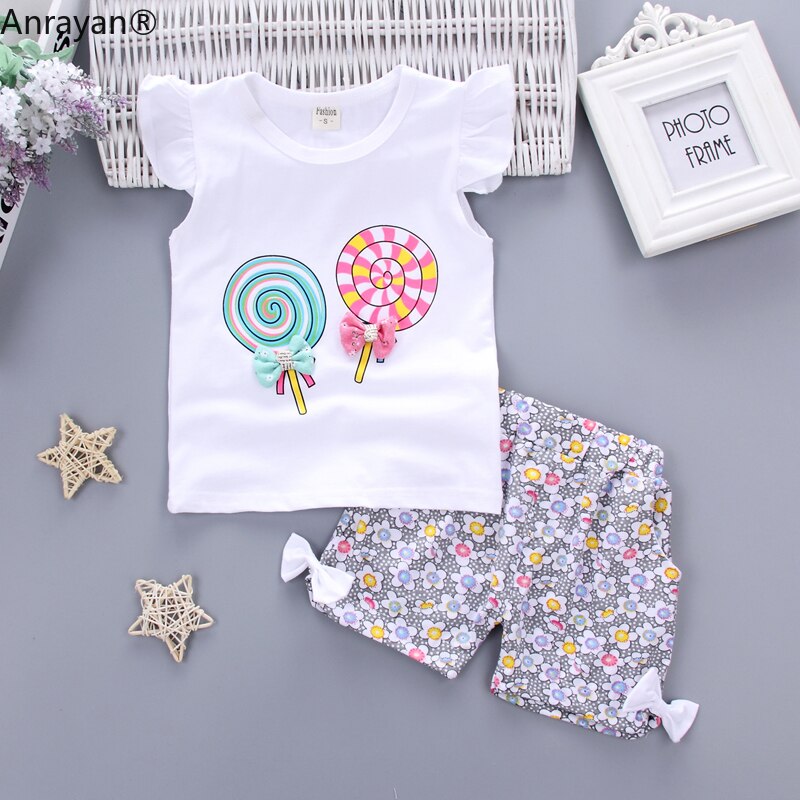 HOT Baby Girls Clothing Outfits Brand Summer Newborn Infant Sleeveless T-shirt Shorts 2pc/Sets Clothes Casual Sports Tracksuits