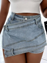 Sexy Y2K Vintage Women Korean Button Blue Short Denim Mini Skirts