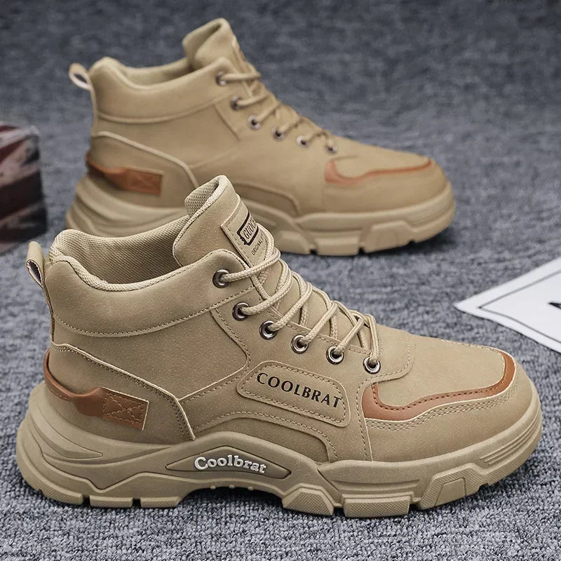 Men Boots Winter High Top Leather Shoes Fashion Cotton Shoes Fashion Ankle Boots Casual Outdoor Shoes Male Sneakers New