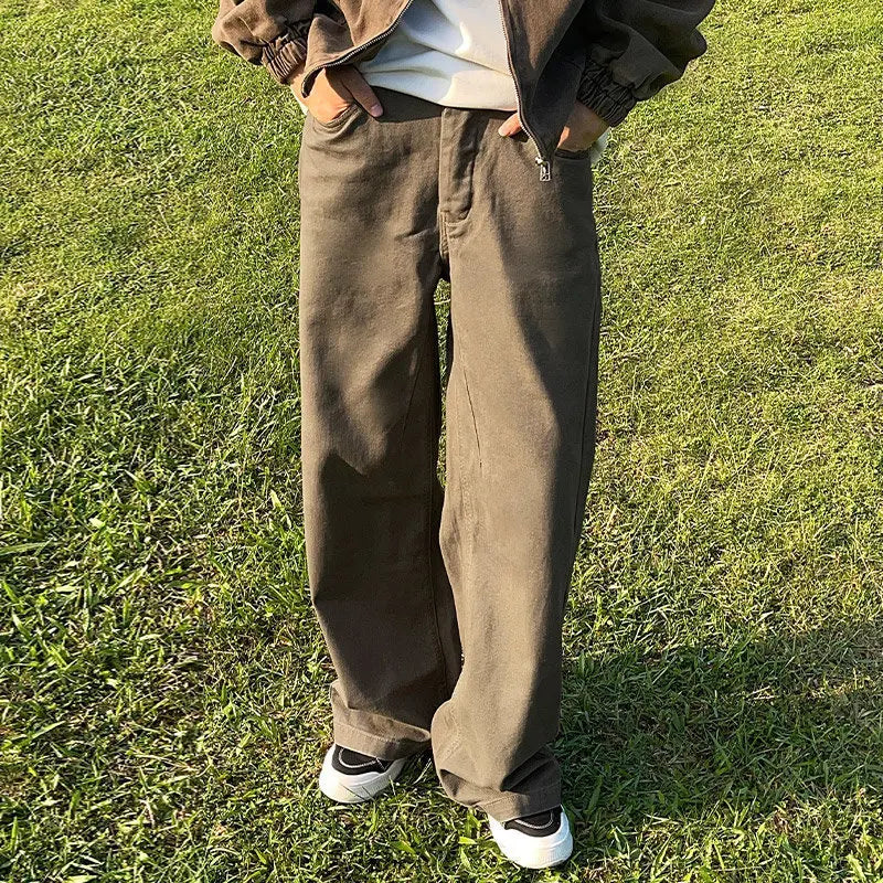 New American Casual Retro Straight Jeans for Men's Niche Loose Trousers Trendy