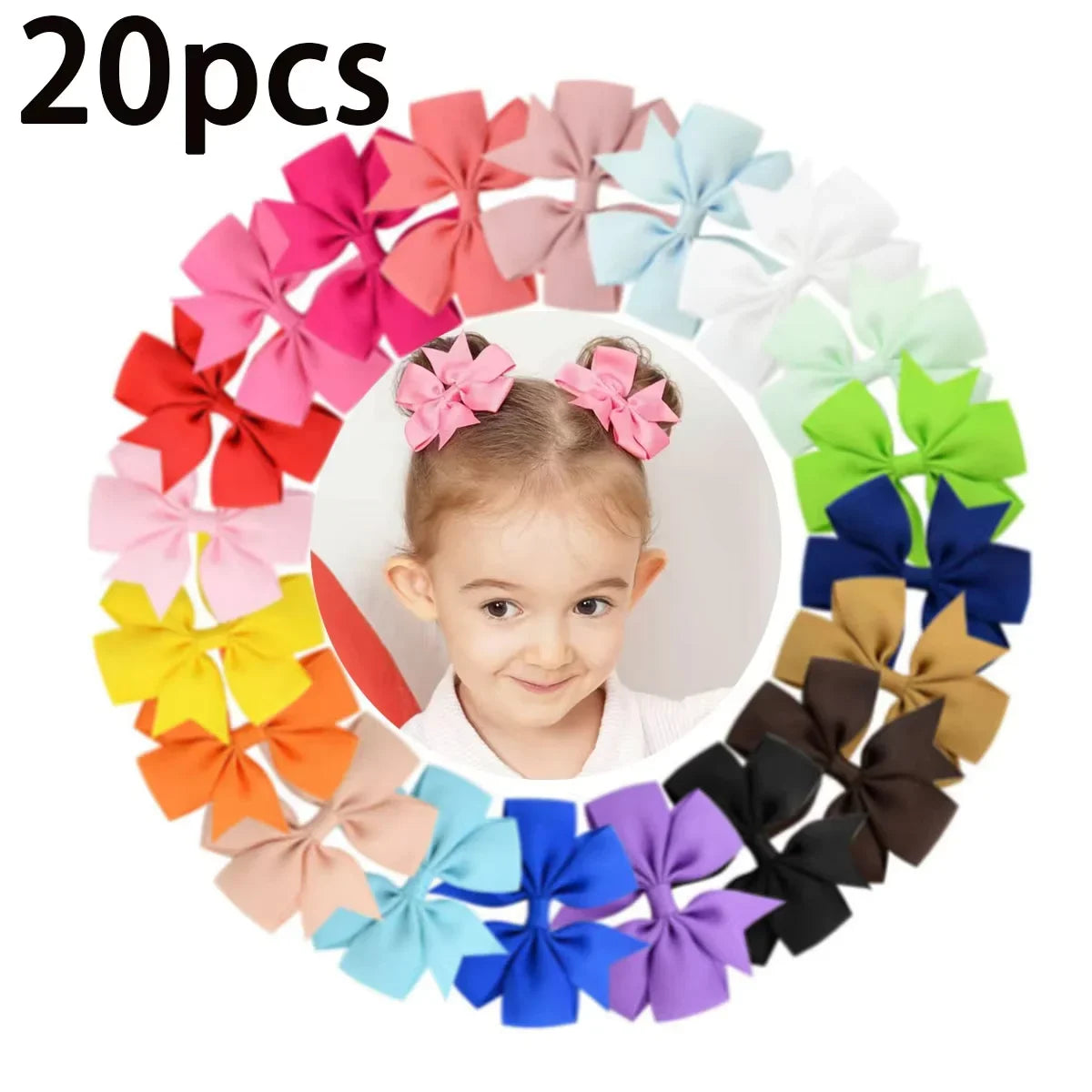 20/40Pcs Sweet Random Candy Color Bow Hair Clip Set for Baby Girls Cute Ribbon Hairpin Kids Headwear Kids Hair Accessories Gifts