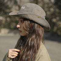 Sun Hats for Men Outdoor Camping Cap Wide Brim Flat Top Anti-UV Protection Women Letter Print Bucket Hat Summer Fisherman Caps