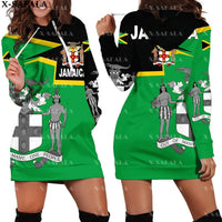 JAMAICA Emblem Country Flag New Harajuku Novelty 3D Print Autumn Hoodie Dress Women Casual Wear Long Sleeve Hooded Dress-3