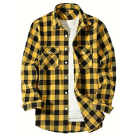 Mens Shirts Single Breaste Classic Plaid Smart Casual Flannel Shirt Long Sleeved Chest Two Pockets Design Spring Autumn Men Tops