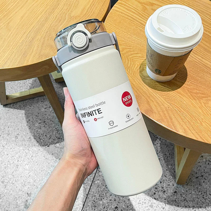 1L/1.2L Large Capacity Thermo Bottle with Straw Stainless Steel Thermal Water Bottle Keep Cold and Hot Thermos Cup Vacuum Flask