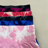 Women Gym Tie Dye Scrunch Shorts Fitness Seamless Nylon High Waist Sports Leggings Stretch Yoga Pants Workout Running Tights