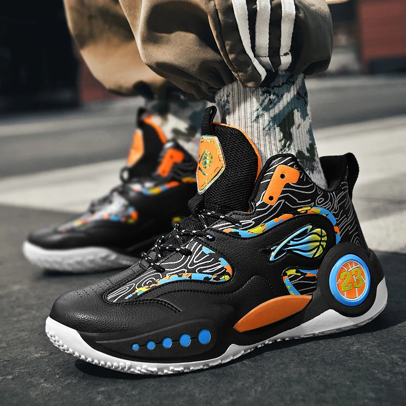 Men's Basketball Shoes Breathable Cushioning Non-Slip Wearable Runing Shoes Gym Training Athletic Basketball Sneakers for Men