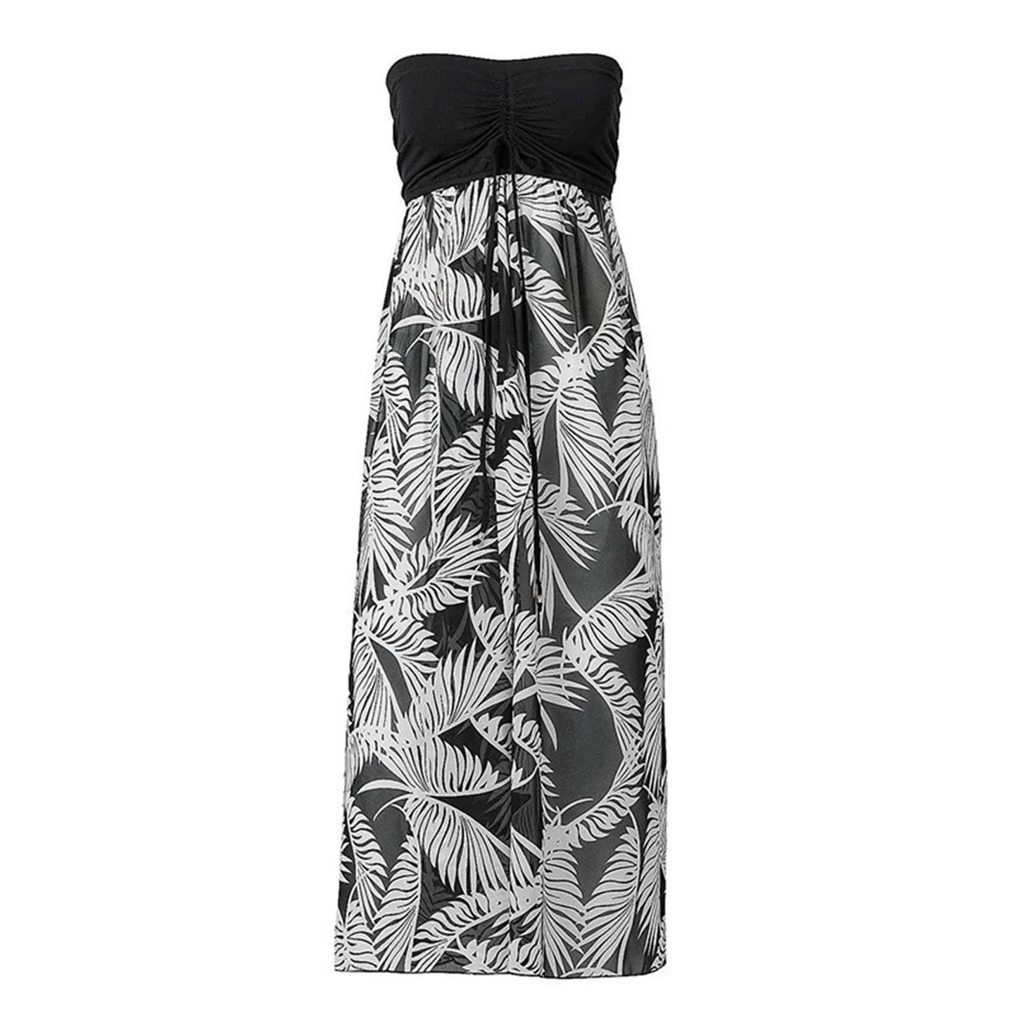 Women Summer Boho Printed Asymmetric Midi Dress Causal Drawstring Ruched Wrap Dress Cocktail Party Beach A-Line Dresses