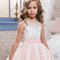 Girls Christmas Dress Formal Sleeveless Girls Party Dresses Back Hallow Out Kids Ball Gown Flower Bowknot Girl Princess Dress