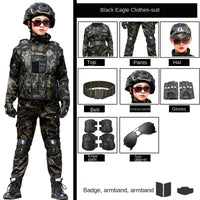 Tactical Military Uniform for Children's Day Camouflag Disguise Adult Halloween Costume for Kid Girl Scout Boy Soldier Army Suit