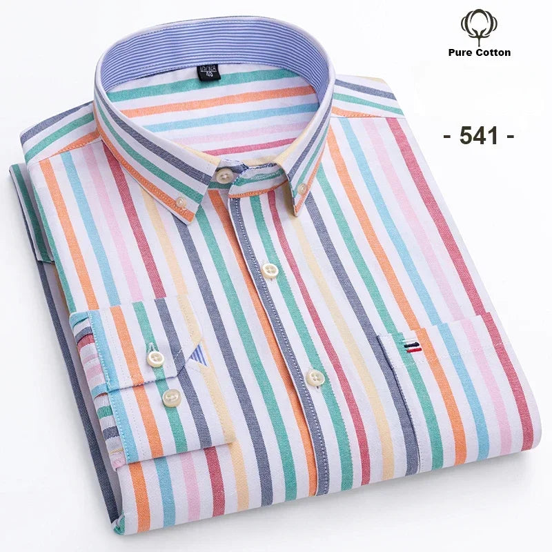 New in shirt Plus size 7xl 100%cotton Oxford long-sleeve shirts for man slim fit formal plain shirt plaid office elegant clothes