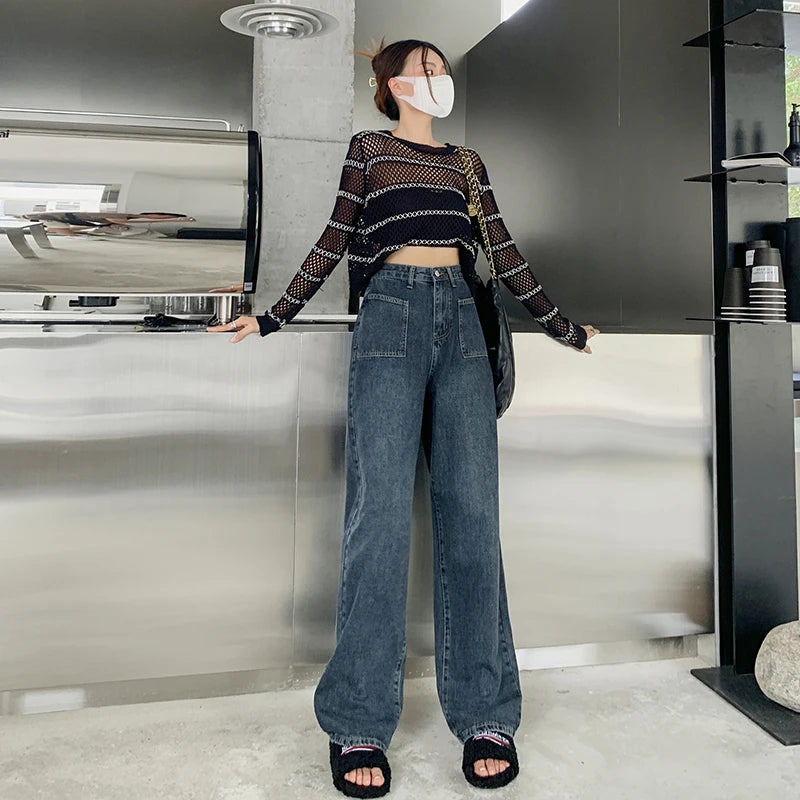 Comfortable Women's Jeans for Woman Cultivate Yourself Look Thinner Baggy Pants New Trend Y2k Clothing Denim Tear  Cowgirls