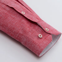 Men‘s Solid Button-Down Collar Dress Shirt - Breathable Cotton-Linen Blend - Long Sleeve, Slim-fit - Spring Summer Casual Chic