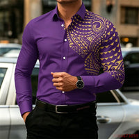 2026 New Men's Long-Sleeve Shirt, Fashionable Pattern Print, Slim Fit, European Size Business Casual Men's Top, Sizes XS-6XL
