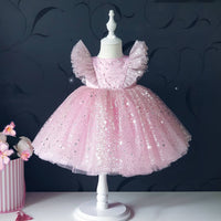 Princess Dress Girls Sequin Tutu Lace Mesh Birthday Prom Toddler Baby Kids Elegant Wedding Party Clothes Children Baptism Gown