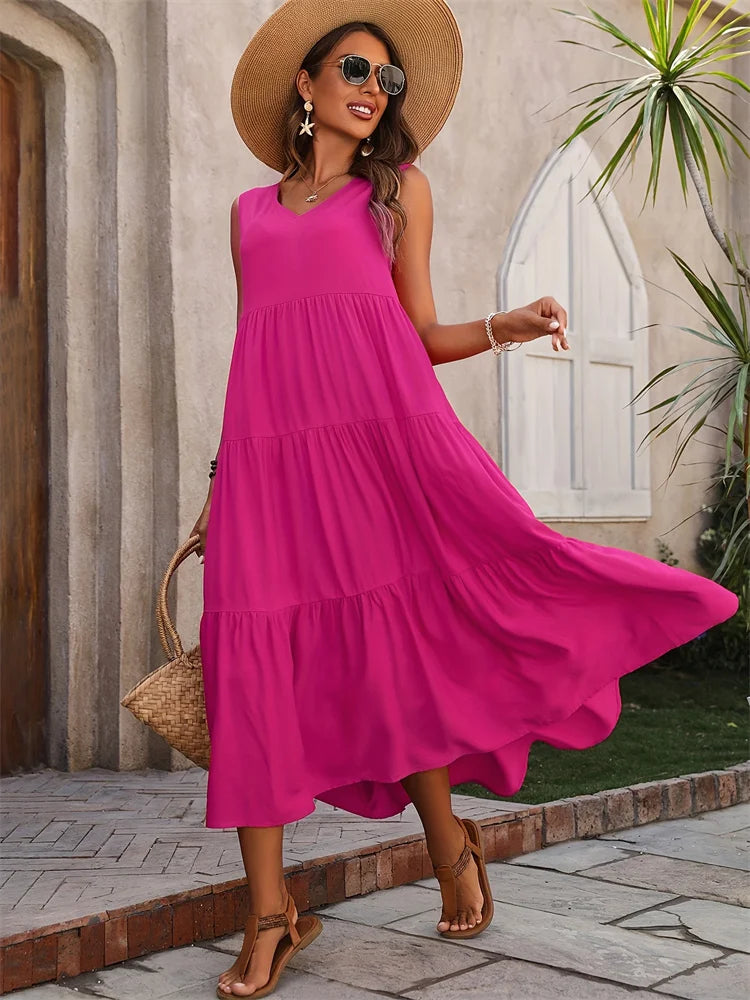 2024 Women Dress Summer Casual Brand Dresses Elegant Yellow Black Dress Femme