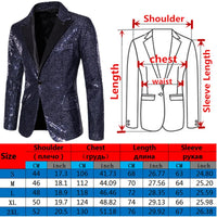 Shiny Sequin Men's Suit Jacket, Stage Performance Coat, White Silver Blue Red Purple Blazers V-neck Single Button S M L XL XXL