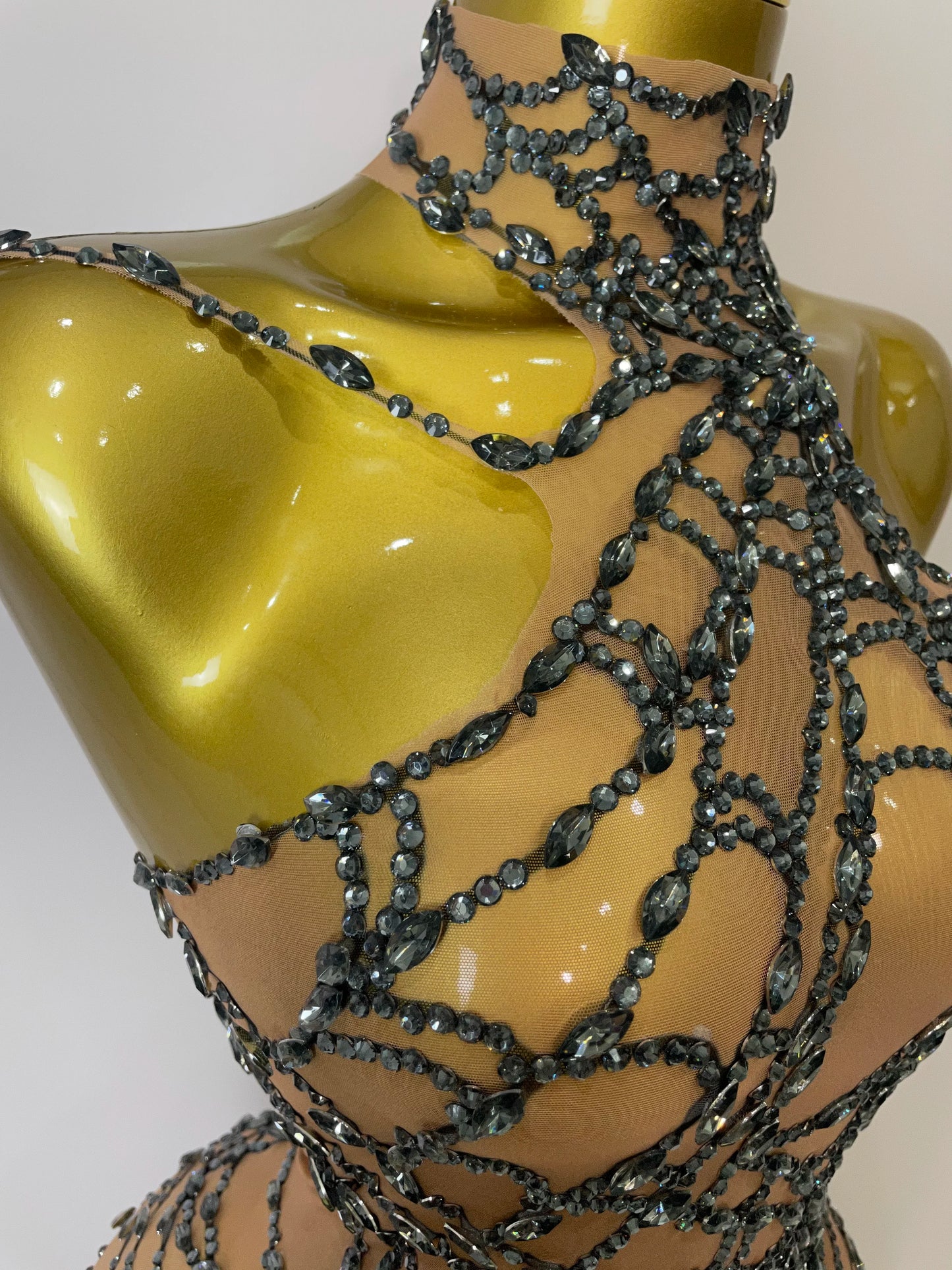 STOCK 2025Women Sparkly Diamond Sexy Mesh Jumpsuit Nightclub Bar Party Show Gogo Dancer Clothing Drag Queen Outfit Stage Costume