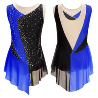Kids Girls Sleeveless Fringed Bodysuit Moden Latin Jazz Dance Leotard Dress Rhinestones Gymnastics Skating Performance Costumes