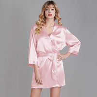 Summer Champagne Chinese Bride Wedding Robe Satin Sleepwear Women Nightgown Sexy Nightdress Lady Kimono Bathrobe Gown Negligee