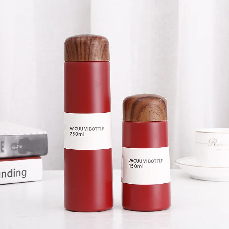 Small Stainless Steel Water Cup Cute Portable Insulation Cup Vacuum Flask Plastic Lids 250ml