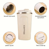 Durable Vacuum Insulated Coffee Travel Cup Stainless Steel Thermos Leak Proof Double Wall Matte Design Keeps Drinks Hot Cold