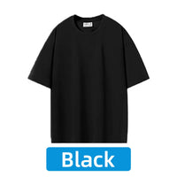100% Pure Cotton T-Shirt With Round Neck Shoulder Design For Both Men Women Summer Solid Color Short Sleeved Casual Loose Fit