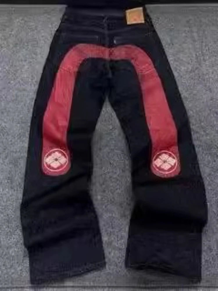 European and American hip-hop jeans men and women printing four seasons trendy trousers Gothic Y2K high street spring and summer