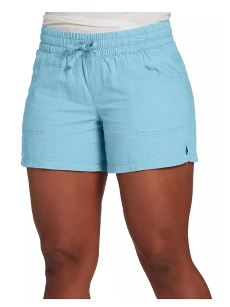 Women's High Waist Lace Up Shorts Casual Straight Pants Comfortable Monochromatic Summer New 2022