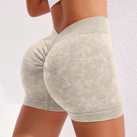 Women's Washed Yoga Shorts Fitness Quick Drying High Waist Workout Biker Shorts Hip Lift V Waist Sports Shorts