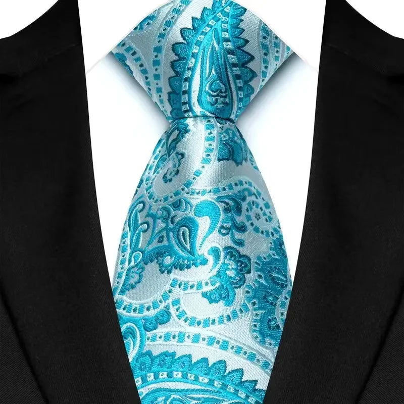 Luxury 8CM Mens Necktie Floral Paisley Classic Ties For Man Groom Jacquard Woven Neck Tie Business Wedding Party