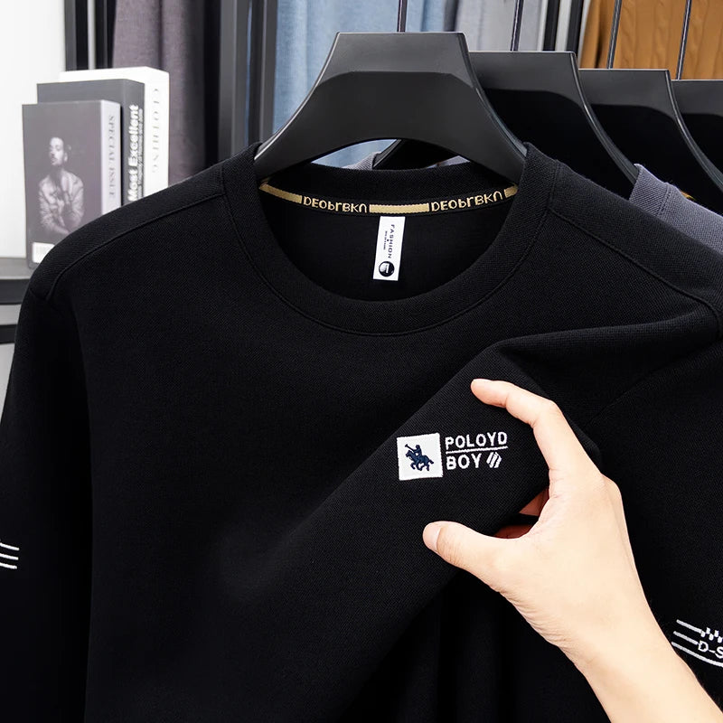 Sweatshirt Men 2025 New Style Spring and Autumn Round Neck with Cotton Embroidery Casual Long Sleeved T-shirt Top T-shirt