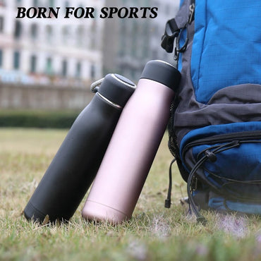 JUSTINLAU Spot Goods 400/550ML Thermos Cup Vacuum Flasks with Rope Stainless Steel Outdoor Travel Portable Thermal Water Bottles