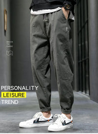Men's Casual Jeans Pure Cotton Straight Workwear Korean Style Trendy Versatile Ties Sports Pants
